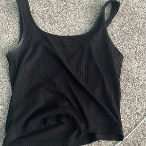 Black Stripped Square Neck Tank Top